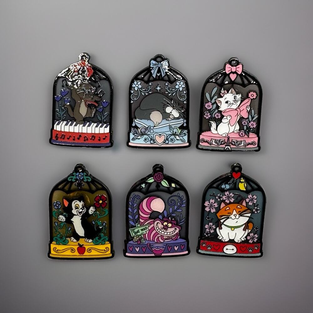 Loungefly Disney Cat Terrarium Blind Enamel Pin Lot Of 6 FULL SET New Open